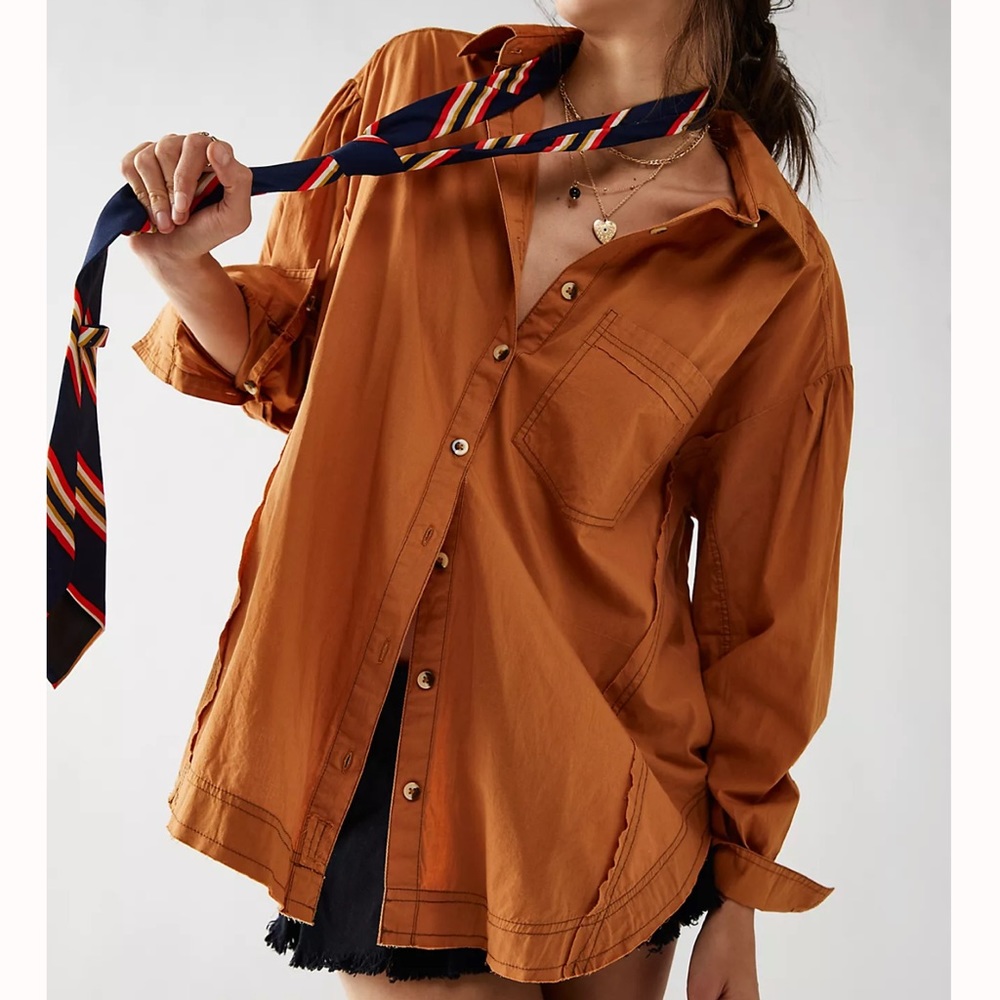 I am looking for a free people happy hour poplin shirt